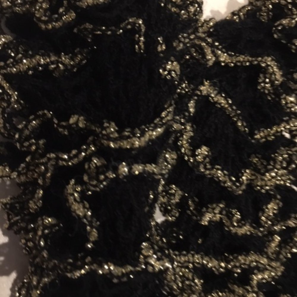 Handmade Black Crocheted Layered Scarf - Picture 4 of 8